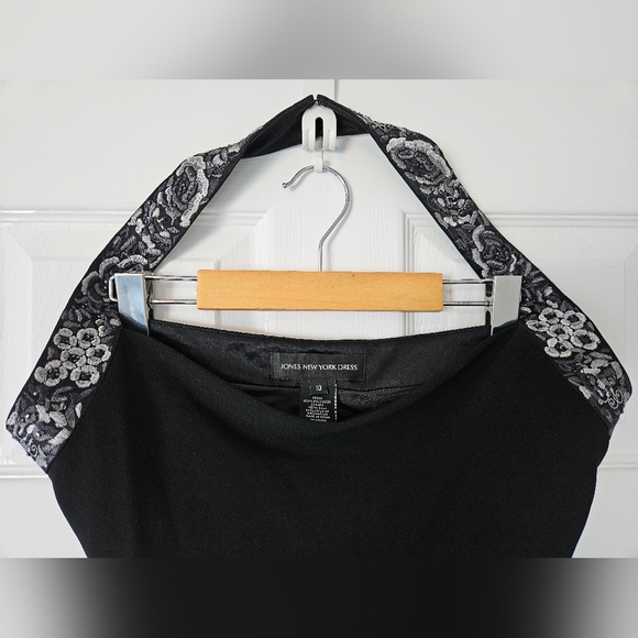 JNY bias cut Embroidered Silk straps Jones New York dress LBD Size 10 - Picture 3 of 16